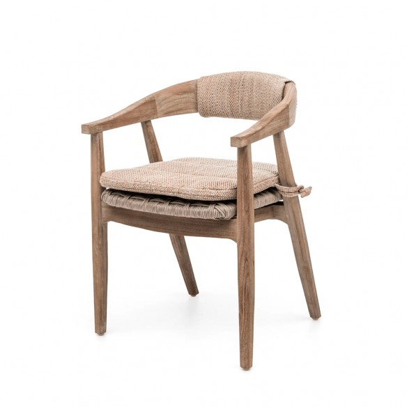 FRESCO Dining Chair in Reclaimed Teak with Woven Wicker-style Seat and Seat Cushion