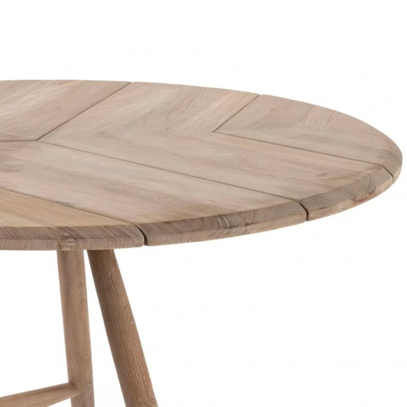 Table de jardin ronde FRESCO en teck recyclé gris naturel D120