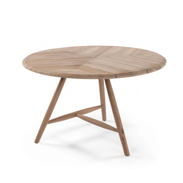 Table de jardin ronde FRESCO en teck recyclé gris naturel D120