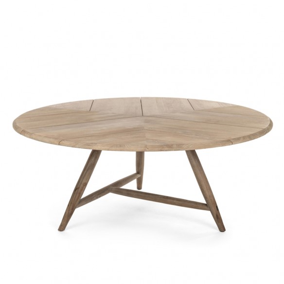 Table de jardin ronde FRESCO en teck recyclé gris naturel D170 H69cm