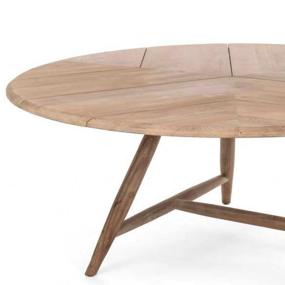 Table de jardin ronde FRESCO en teck recyclé gris naturel D170 H69cm