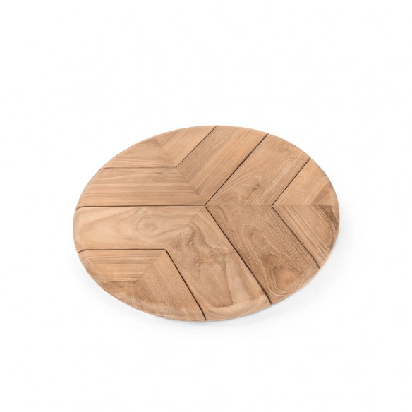 Table de jardin ronde FRESCO en teck recyclé gris naturel D170 H69cm